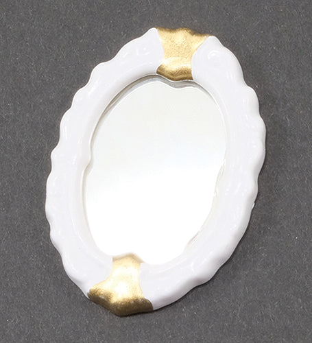 Mirror, White with Gold