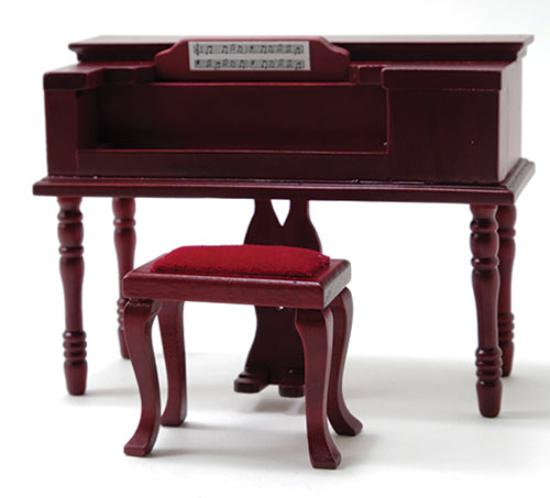 Spinet Piano & Stool, Mahogany