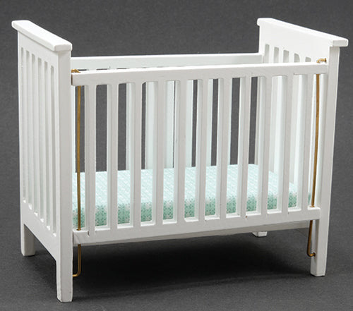 Slatted Crib, White, Blue