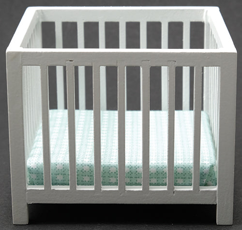 Slatted Play Pen, White with Blue