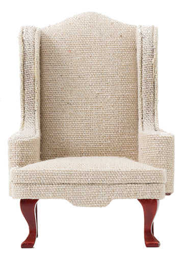 Chair, Mahogany with Beige Fabric