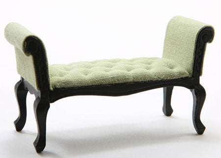 Settee, Black with Green Fabric