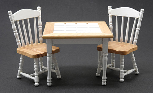 Kitchen Table & 2 Chairs, White, Oak