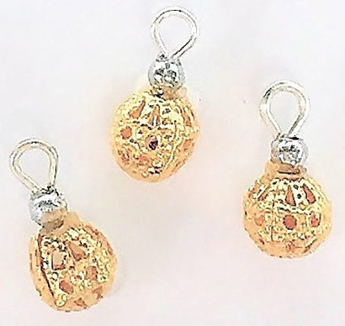 Gold Filigree Ornaments, 3pc