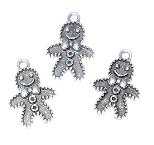 Silver Gingerbread Man Ornaments, 3pc