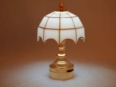 Table Lamp Tiffany Style White Battery/LED