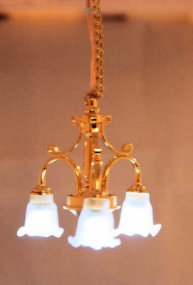 3-Arm Brass Ceiling Lamp, Tulip, Battery/LED