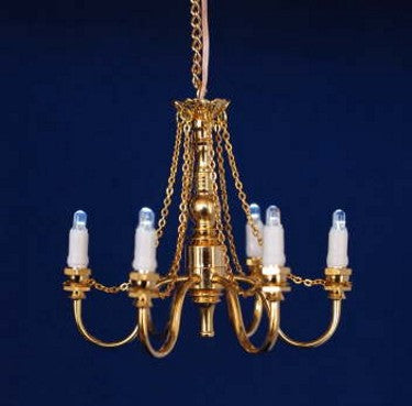6 Arm Brass Chandelier, LED
