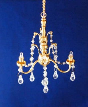 3-Arm Crystal Chandelier, Battery/LED