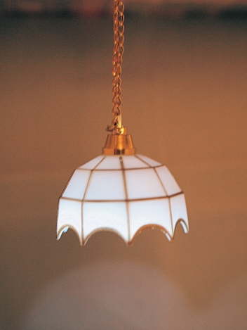 White Ceiling Fixture, Tiffany Style, LED
