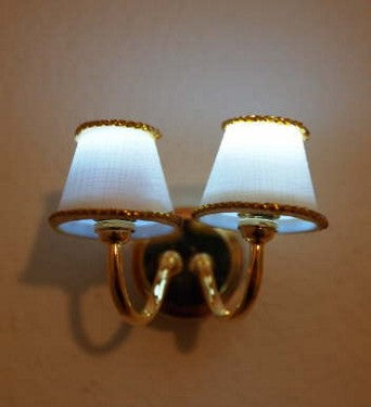 Sconce 2 White Shades Tapered Base, LED