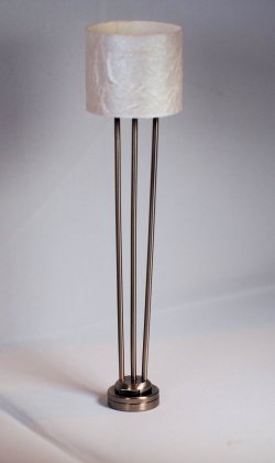 Contemporary Floor Lamp, Pewter, Drum Shade