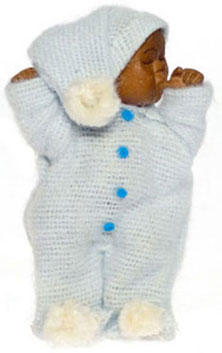 African American Baby Sleeping, Blue