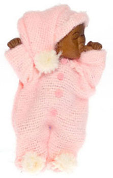 African American Baby Sleeping, Pink