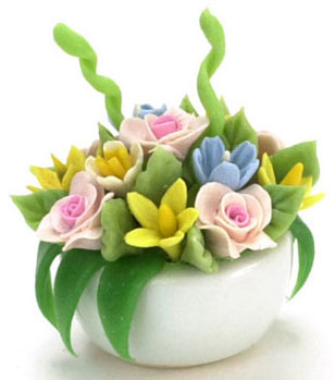 Floral Arrangement in White Pot, Pastel