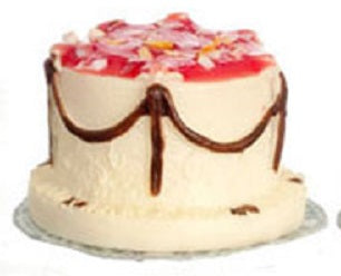 Round White Cake with Pink Top