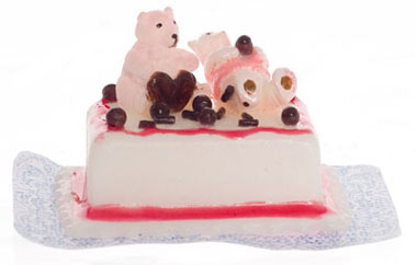 Square Cake with Bears on Top