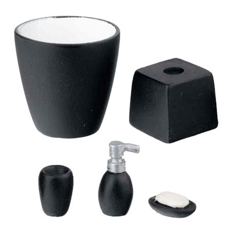 Bath Accessory Set, Black 5pc