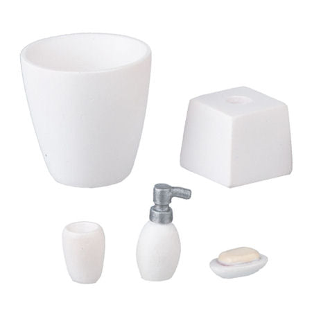 Bath Accessory Set, White, 5pc