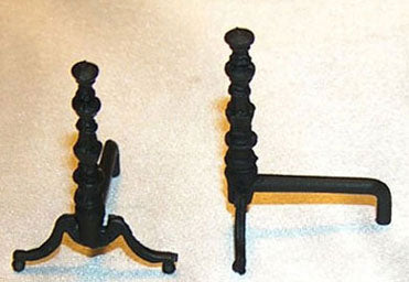 Fireplace Andirons, Long, Black, 2pc