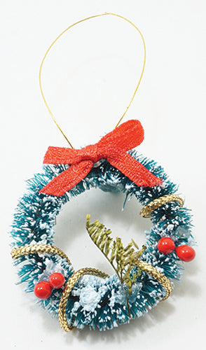 Wreath, Frosted with Red Bow