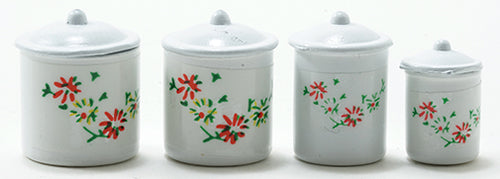 Cannister Set, White, Floral