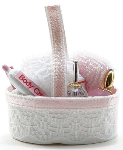 Bath Accessory in Basket, Pink