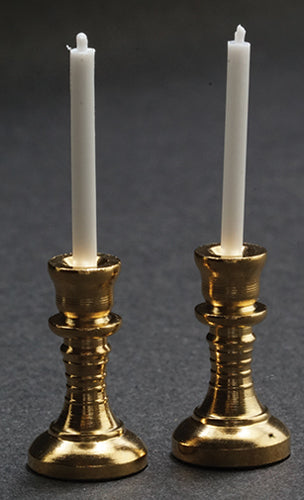 Brass Candlesticks & Candles