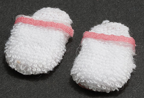 Ladies Slippers, White & Pink