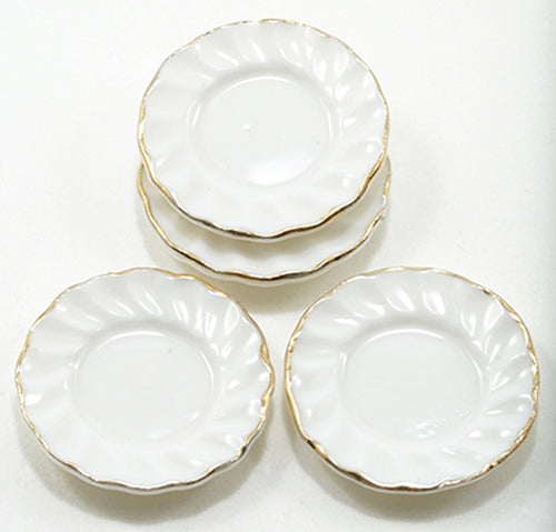 Gold Edge Fluted Plates, 4pc