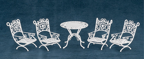 Patio Set, 5pc, White Wire