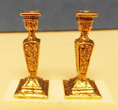 Brass Candlesticks, Square Base (Pair)