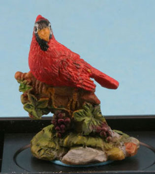 Cardinal Bird Figurine, Handpainted