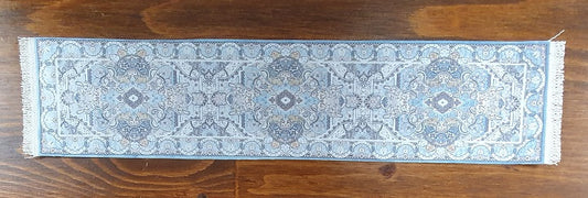 Runner with Fringe, Blue & Cream