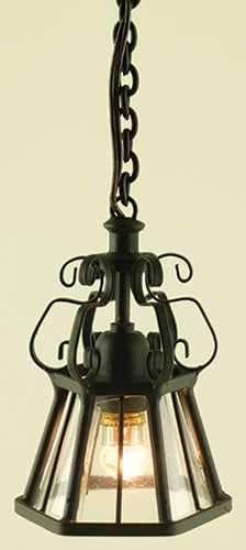 Ornate Hanging Iron Lamp, Black