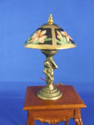 Bronze Lamp: Cupid Base & Flared Porcelain Shade