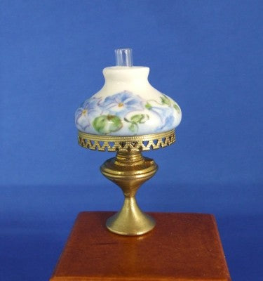 Brass Hurricane Lamp with Porcelain Shade