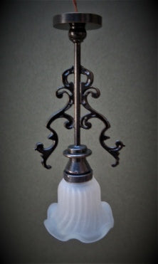 Spanish Pendant Light, Frosted Bell Shade