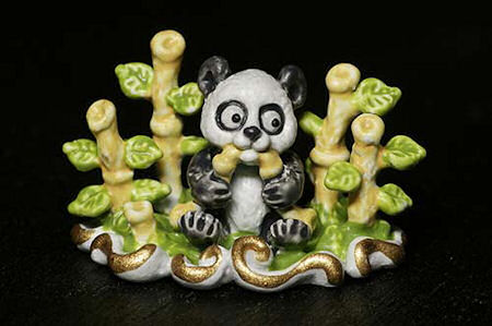 Young Panda Handpainted Bronze Sculpture