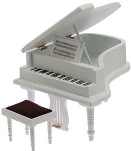 Baby Grand Piano with Stool, White