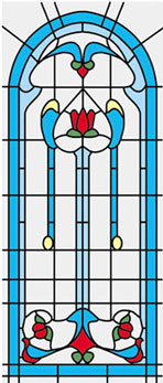 Simulated Stained Glass, Blues & Roses