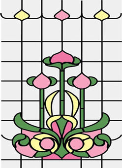 Simulated Stained Glass, Pinks, Greens, & Yellows