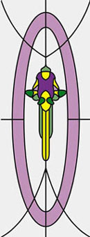 Simulated Stain Glass, Oval, Purples & Yellows