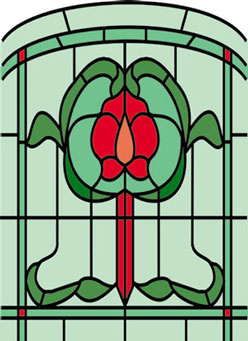 Simulated Stained Glass, Greens & Reds