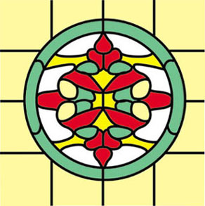 Simulated Stained Glass, Yellow, Greens, & Reds