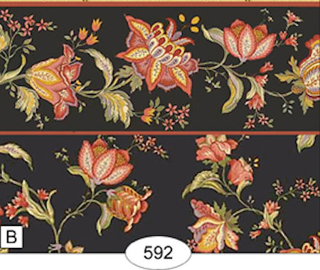 Cottage Jacobean - Black Wallpaper