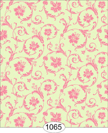 Cottage Acanthus Scroll Pink on Green Wallpaper