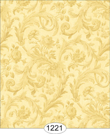 Cottage Acanthus Gold on Ivory Damask Wallpaper