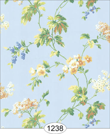 Bella Floral Blue Wallpaper