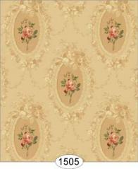 Camilla Floral, Red on Beige Wallpaper